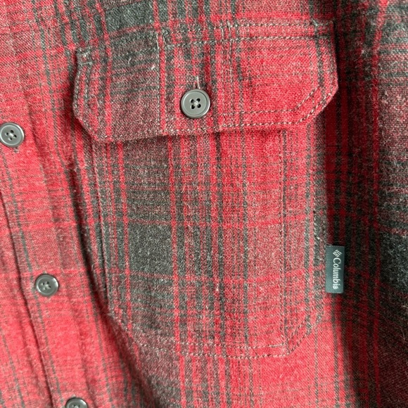 Columbia Jacket Men Large Shacket Sherpa Lined Wool Blend Flannel Plaid Red Blk - Picture 6 of 14